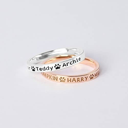 Dog Name Ring, Dog Mom Gift, Memorial Pet Gift, Custom Pet Names Ring