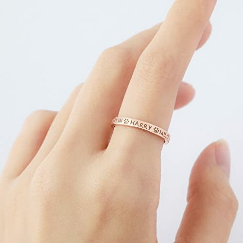 Dog Name Ring, Dog Mom Gift, Memorial Pet Gift, Custom Pet Names Ring
