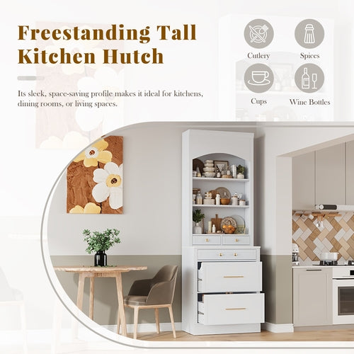 Modern 83.7inch High Kitchen Pantry, Freestanding Tall Kitchen Hutch