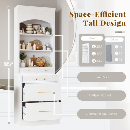 Modern 83.7inch High Kitchen Pantry, Freestanding Tall Kitchen Hutch