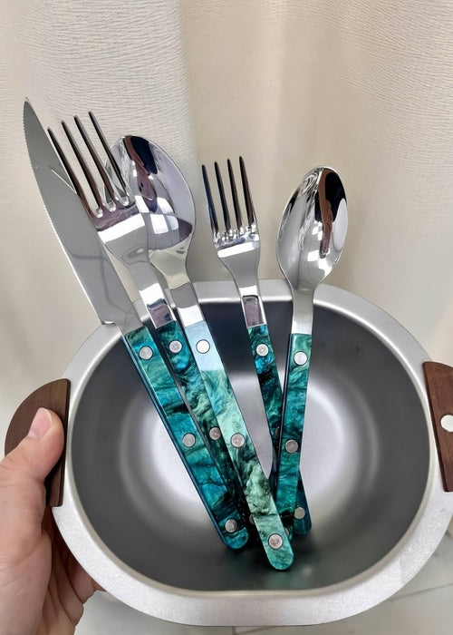 Set Of 10 Pcs Modern Elegant Terra Flatware - Bistrot Style Cutlery Si
