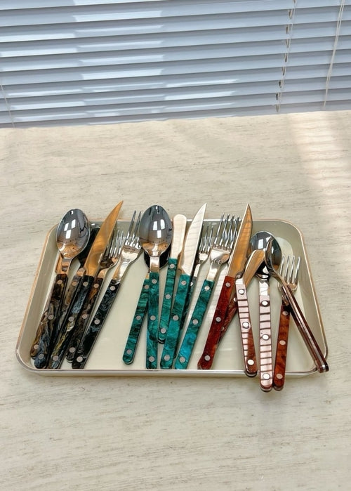 Set Of 10 Pcs Modern Elegant Terra Flatware - Bistrot Style Cutlery Si