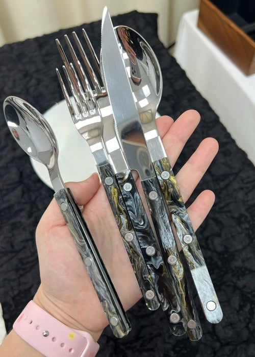 Set Of 10 Pcs Modern Elegant Terra Flatware - Bistrot Style Cutlery Si